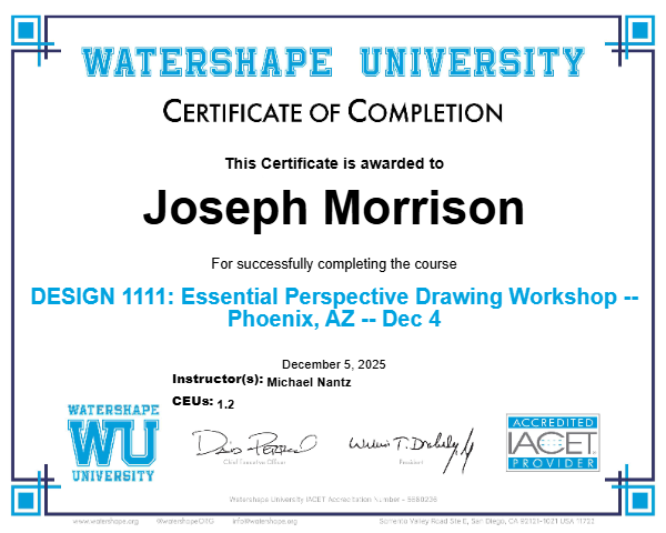DESIGN 1111: Essential Perspective Drawing Workshop -- Phoenix, AZ -- Dec 4 Certificate