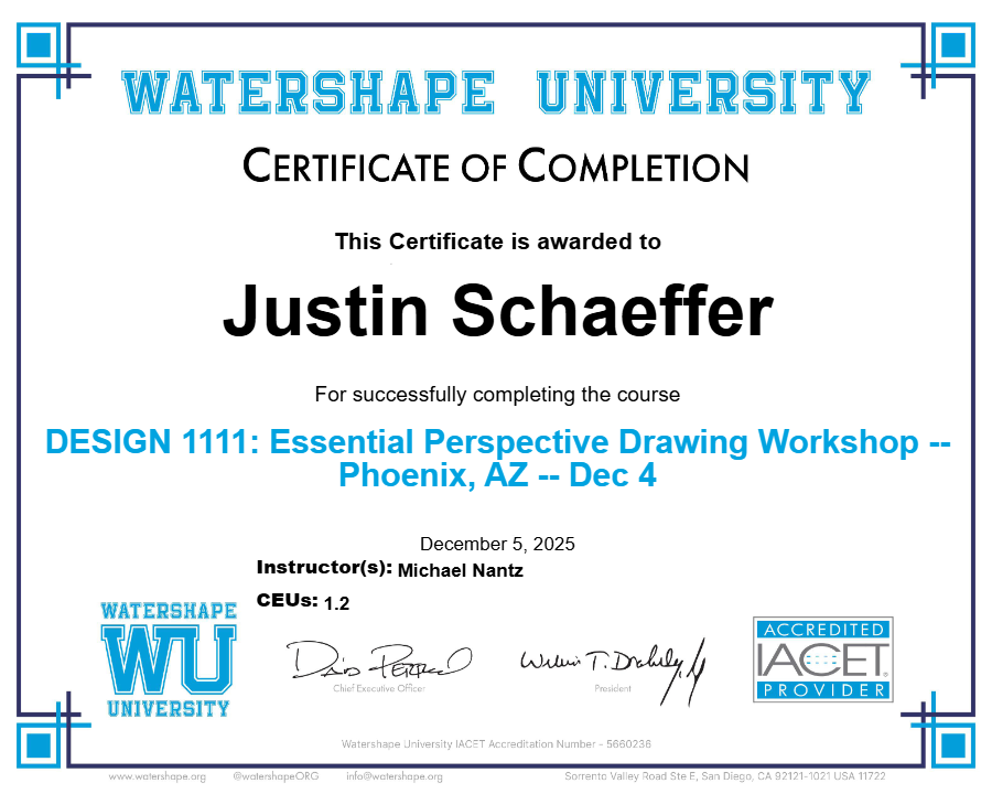 DESIGN 1111: Essential Perspective Drawing Workshop -- Phoenix, AZ -- Dec 4 Certificate