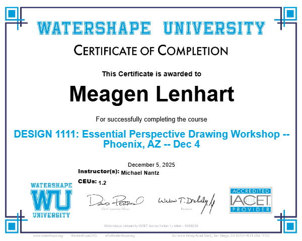 DESIGN 1111: Essential Perspective Drawing Workshop -- Phoenix, AZ -- Dec 4 Certificate