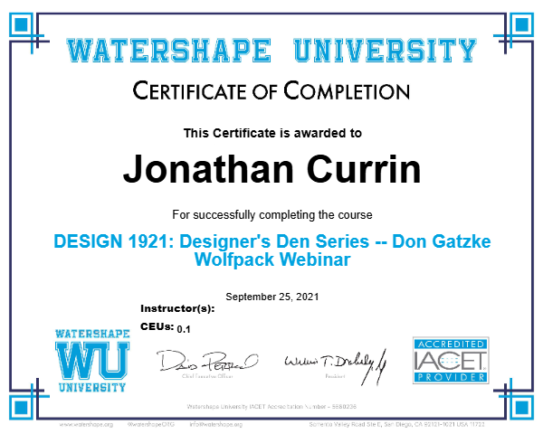 DESIGN 1921: Designer's Den Series -- Don Gatzke Wolfpack Webinar Certificate