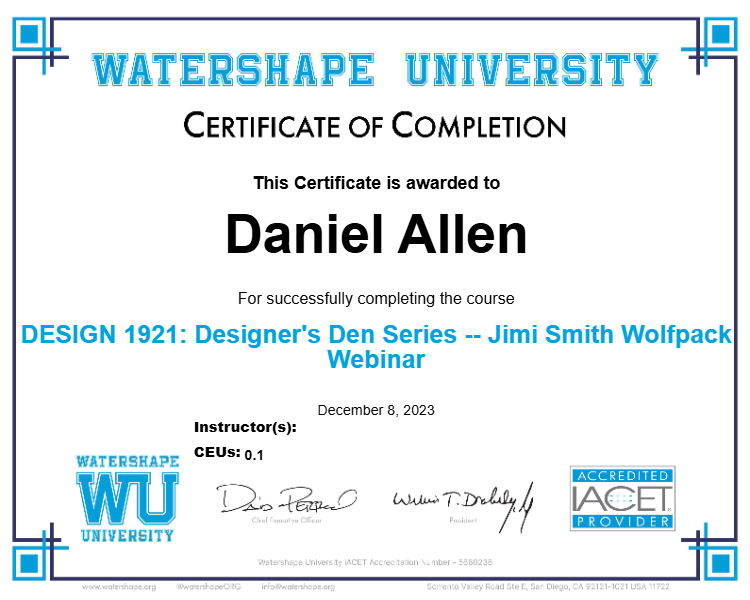 DESIGN 1921: Designer's Den Series -- Jimi Smith Wolfpack Webinar Certificate