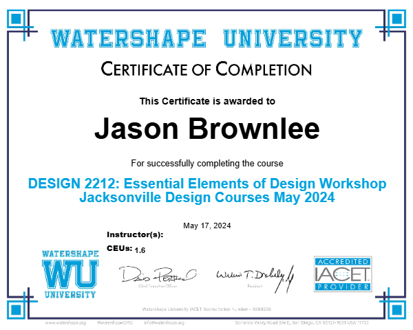 DESIGN 2212: Essential Elements of Design Workshop Jacksonville Design Courses May 2024 Certificate