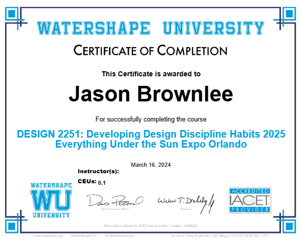 DESIGN 2251: Developing Design Discipline Habits 2025 Everything Under the Sun Expo Orlando Certificate