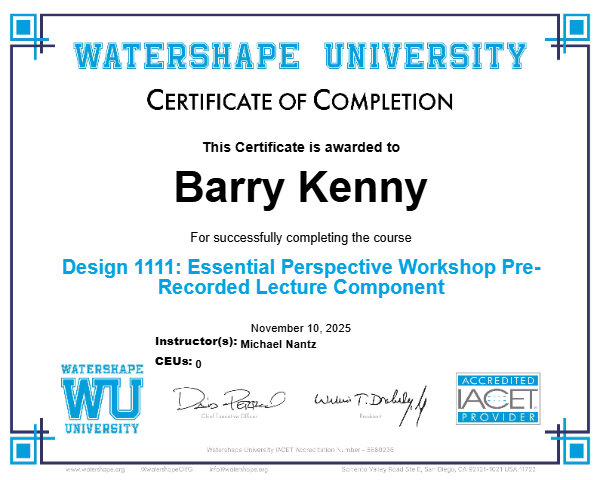 Design 1111: Essential Perspective Workshop Pre-Recorded Lecture Component Certificate