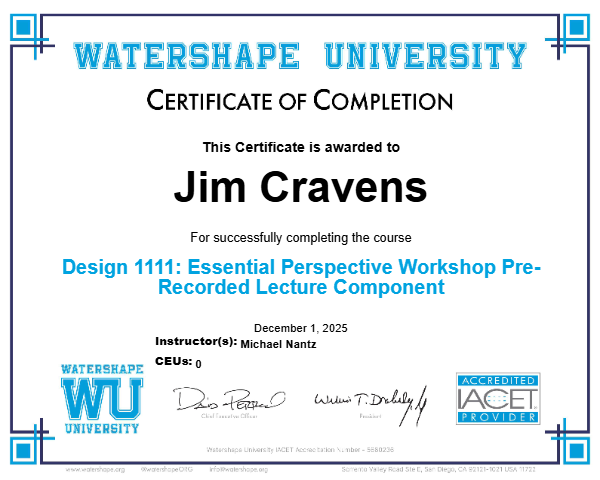 Design 1111: Essential Perspective Workshop Pre-Recorded Lecture Component Certificate