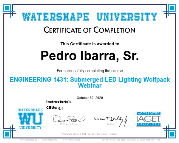 ENGINEERING 1431: Submerged LED Lighting Wolfpack Webinar Certificate