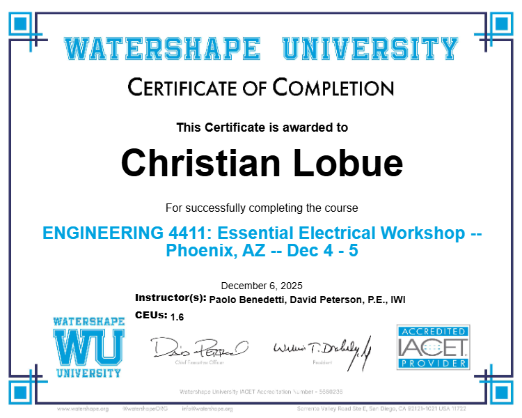 ENGINEERING 4411: Essential Electrical Workshop -- Phoenix, AZ -- Dec 4 - 5 Certificate