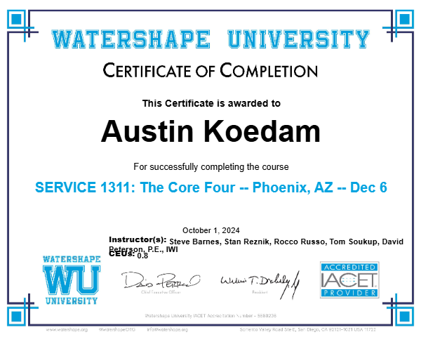 SERVICE 1311: The Core Four -- Phoenix, AZ -- Dec 6 Certificate