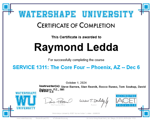 SERVICE 1311: The Core Four -- Phoenix, AZ -- Dec 6 Certificate