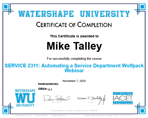 SERVICE 2311: Automating a Service Department Wolfpack Webinar Certificate