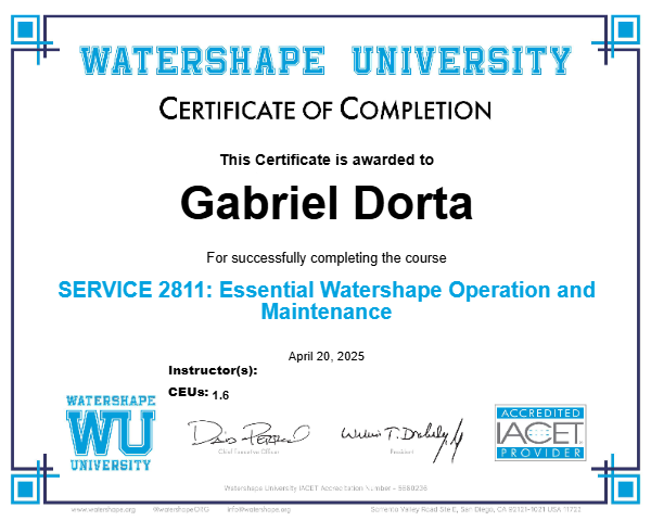 SERVICE 2811: Essential Watershape Operation and Maintenance Certificate