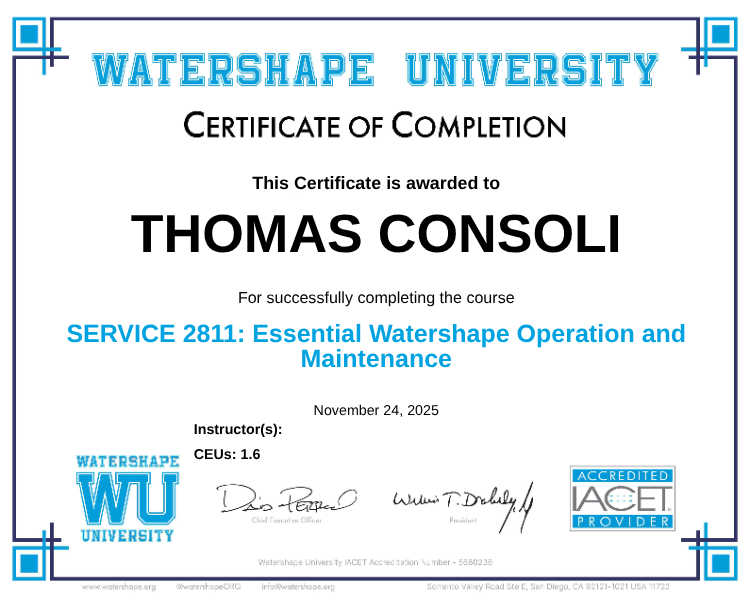 SERVICE 2811: Essential Watershape Operation and Maintenance Certificate